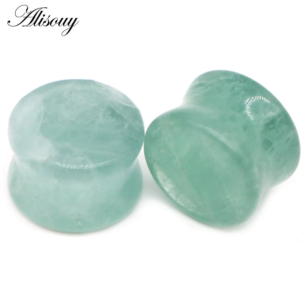 2PCS Organic Stone Ear Plugs Flesh Tunnels Gauges Body Piercing Jewelry
