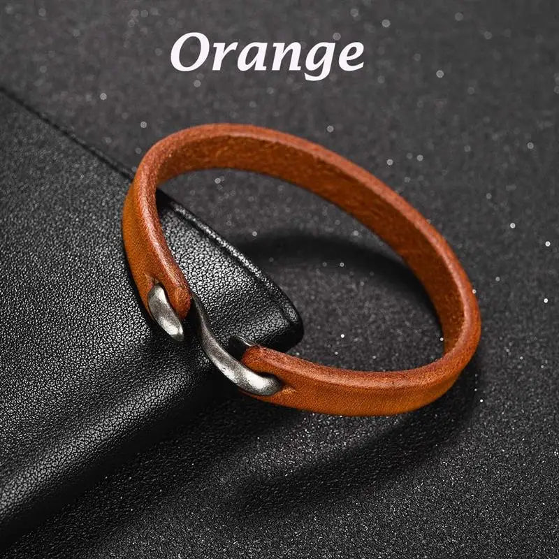 Men Women Leather Bracelet Cuff Bangle Jewelry Gift - Retro Classic Hook Wristband