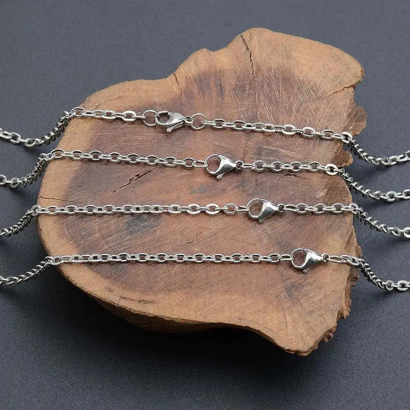 12PCS Stainless Steel Cable Chain Necklace Links Bulk for Jewelry Making 18-30 Inches