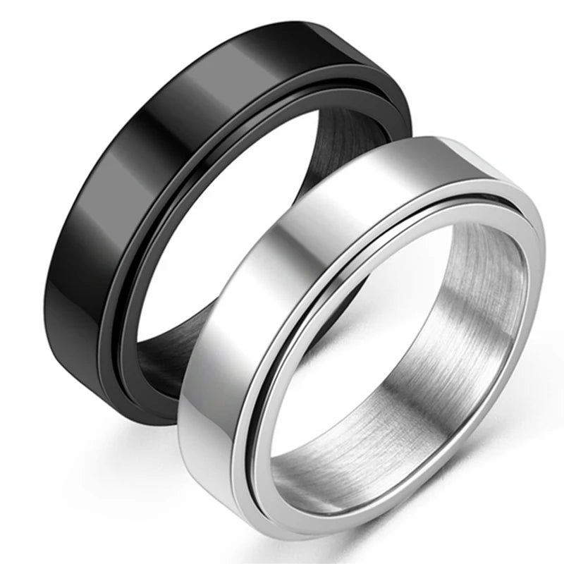 Stress Relief Fidget Spinner Ring - Stainless Steel Mood Jewelry for Men & Women