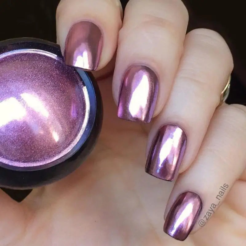 Nail Art Glitter Powder Set - Metallic Rose Gold Silver UV Gel Decoration Dust