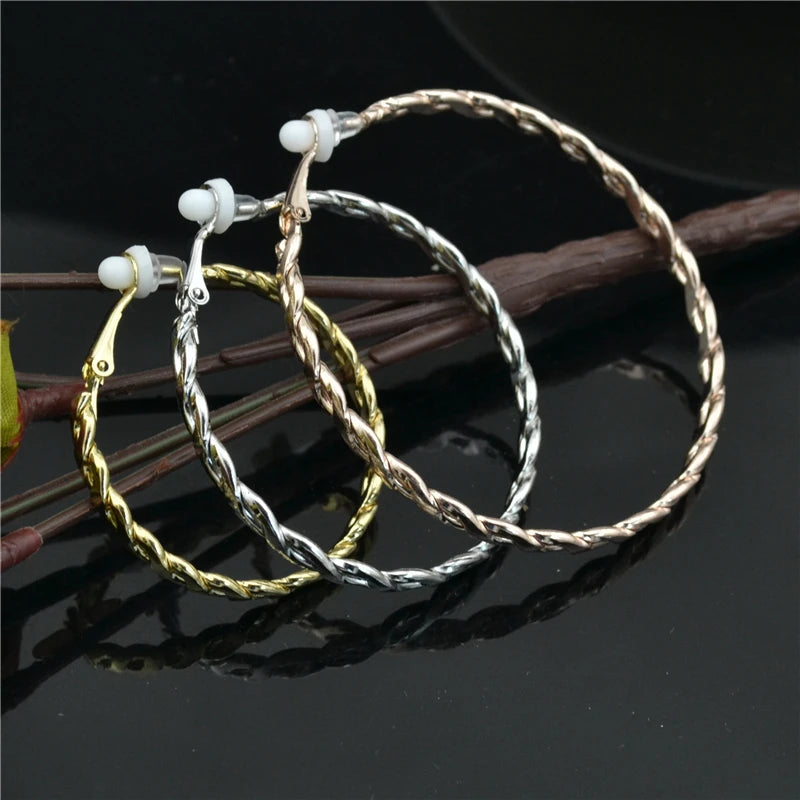 Clip-On Earrings for Women No Piercing Hypoallergenic Circle Sparkle Jewelry