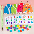Wooden Clothes Button Threading Toy for Kids Montessori Learning Life Skills