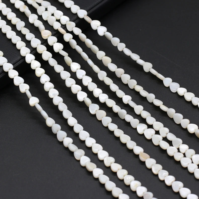 Natural Shell Beads Heart Shape Loose Spacer Beads for Jewelry Making - 6mm