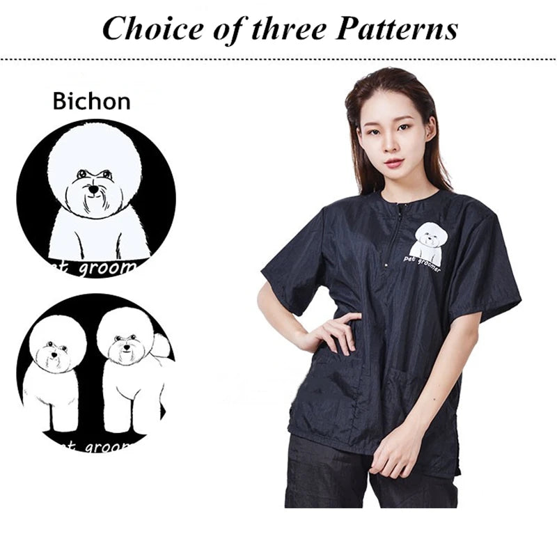 Pet Groomer Waterproof Uniform Suit Set with Breathable Soft Overalls for Haircutting