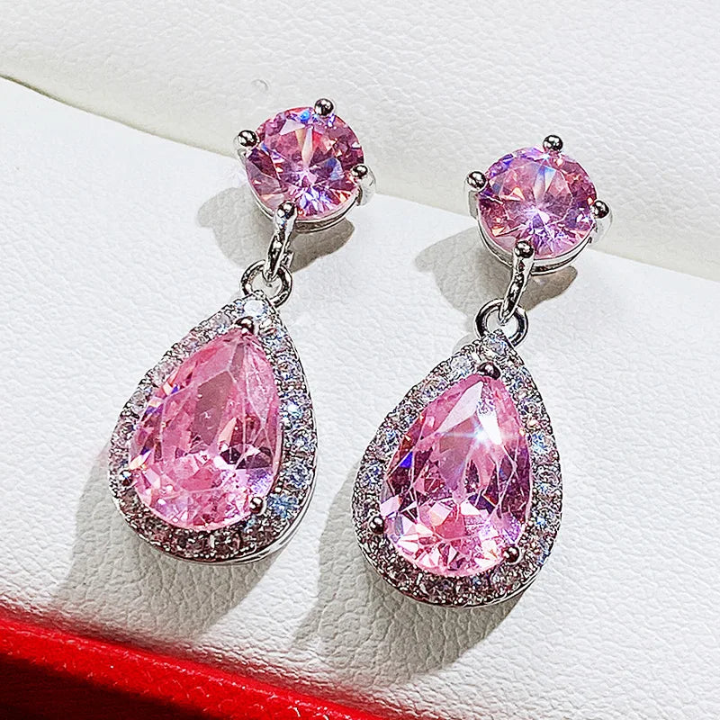 Elegant Female Dangle Earrings with Bright Cubic Zirconia Jewelry Gift for Women