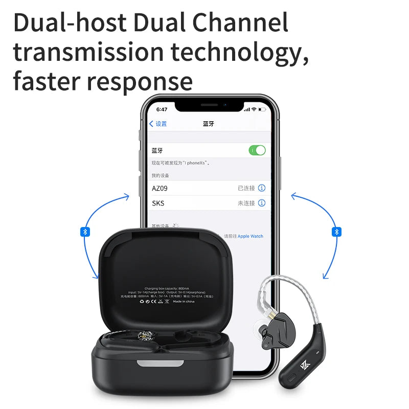 Bluetooth Ear Hook Upgrade Cable for KZ TRN CCA Wireless Earphones with Charging Case
