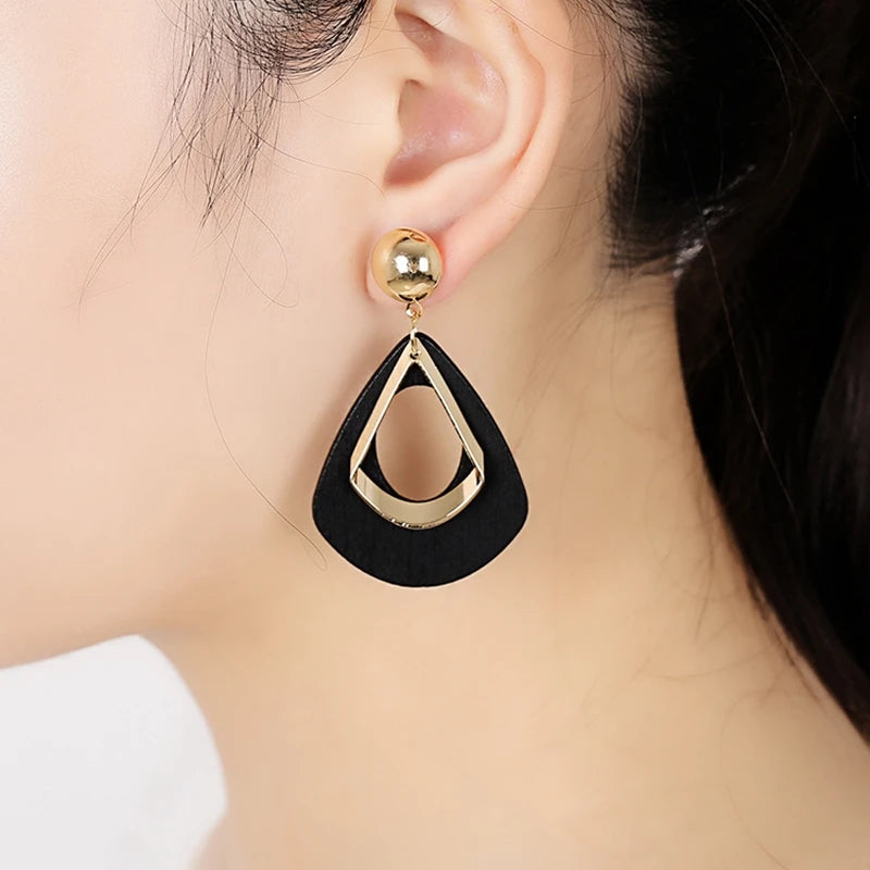 Black Flower Drop Earrings for Women - Geometric Heart Butterfly Jewelry