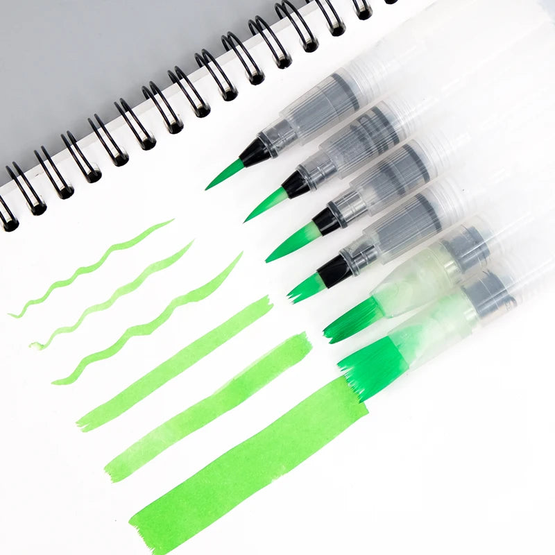 Portable Watercolor Brush Pens Set - 6 Soft Watercolor Paint Brushes for Beginners