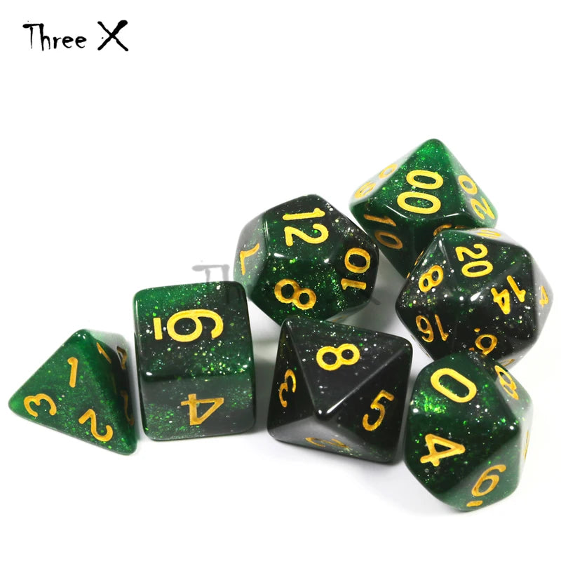 Galaxy Dice Set with Glitter Powder for D&D RPG Tabletop Games - Multiple Colors