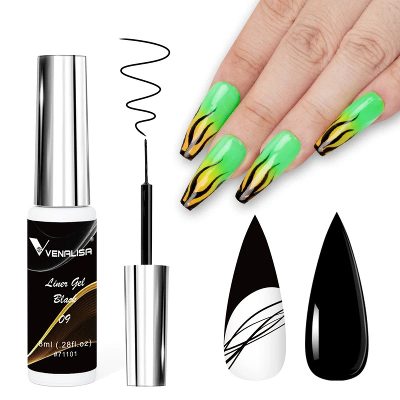 Nail Art Gel Kit with Glitter Colors - 8ml French & DIY Painting Gel for Manicure