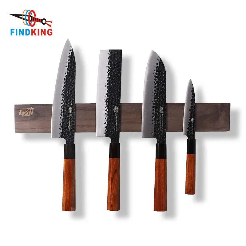 Magnetic Knife Strip Wall Mount Holder - Handmade Acacia Wood 3-Piece Set