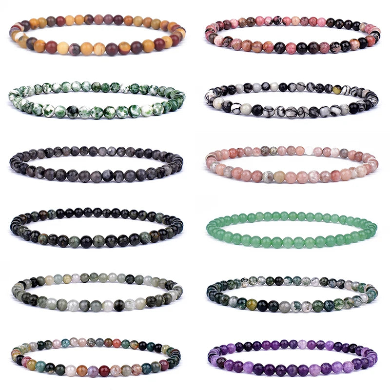 Mini Energy Bead Bracelet for Yoga Healing Natural Stone Jewelry Women Men Gift
