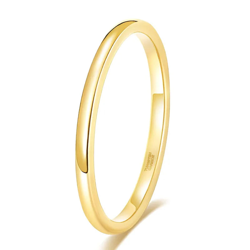 Gold Tungsten Wedding Ring Set for Couples - Custom Engraving Men Women 2-8mm