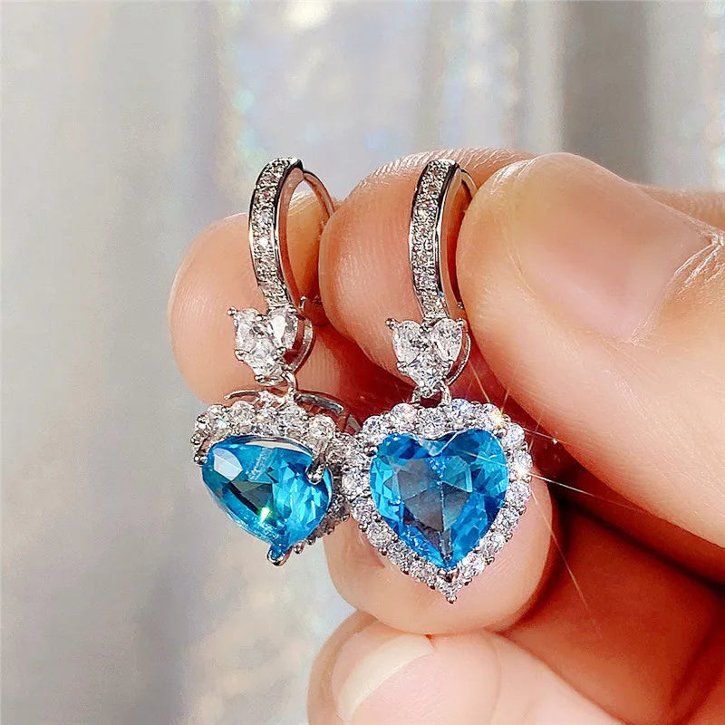 Heart-Shaped Cubic Zirconia Wedding Earrings for Women - Eternity Love Jewelry