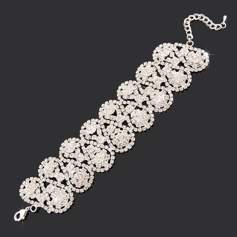 Luxury Charm Bracelets 925 Silver Zircon Crystal Women Wedding Jewelry