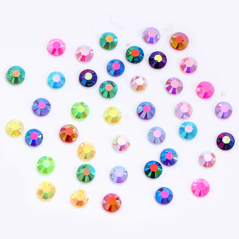 3-4mm AB Jelly Resin Nail Rhinestones Round Flatback Glitter Stones Nail Art Decoration