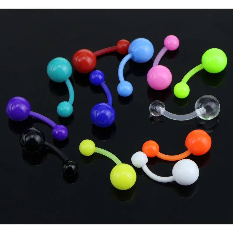 10 Pcs Belly Button Rings Surgical Steel Navel Jewelry Rhinestone Set