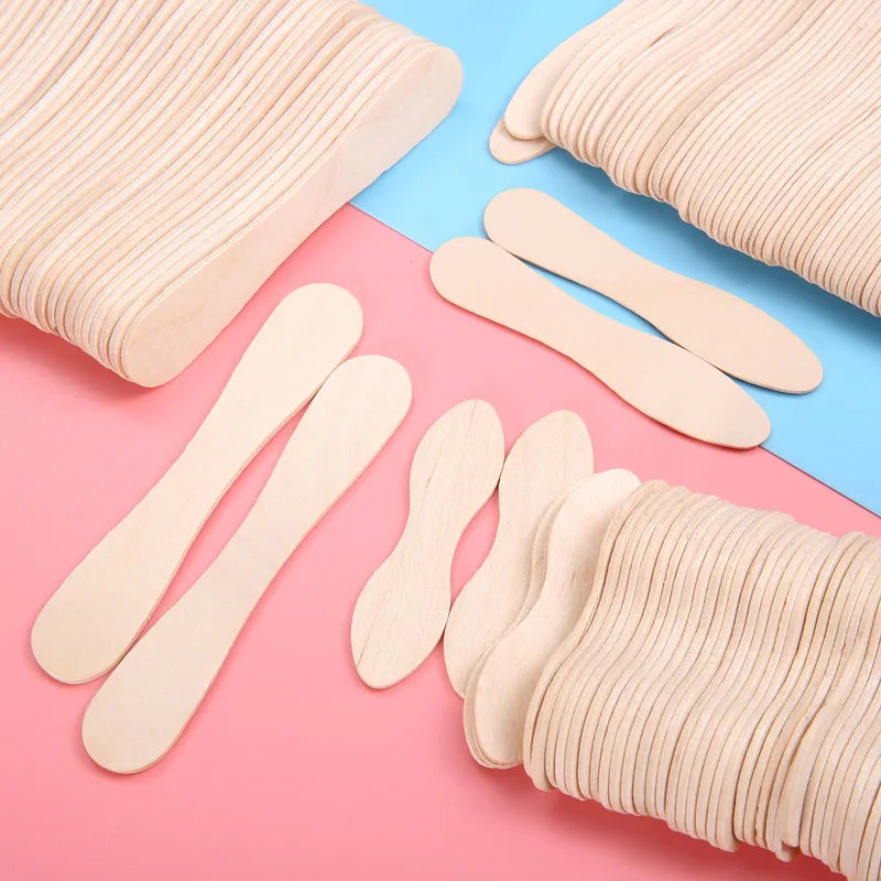Wooden Ice Cream Popsicle Sticks 50 Pack - Eco-Friendly Dessert Craft Tools