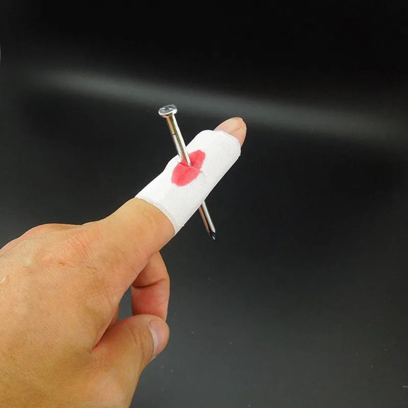 Fake Nail Through Finger Prank Toy for Halloween Kids Gags Comedy Trick