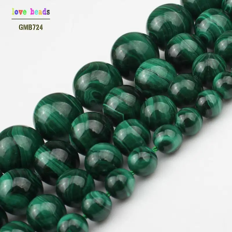 Natural Green Malachite Beads for Jewelry Making - 6/8/10/12mm Diameter - 7.5 Inch Strands for Women's Bracelets & Necklaces