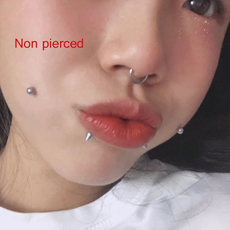 Fake Lip Nose Eyebrow Ring Set - Body Jewelry Piercing Studs 20PCs