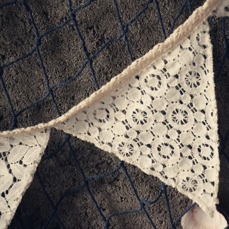 White Lace Fabric Banner Pennant for Wedding & Party Decor - 2.2M Length