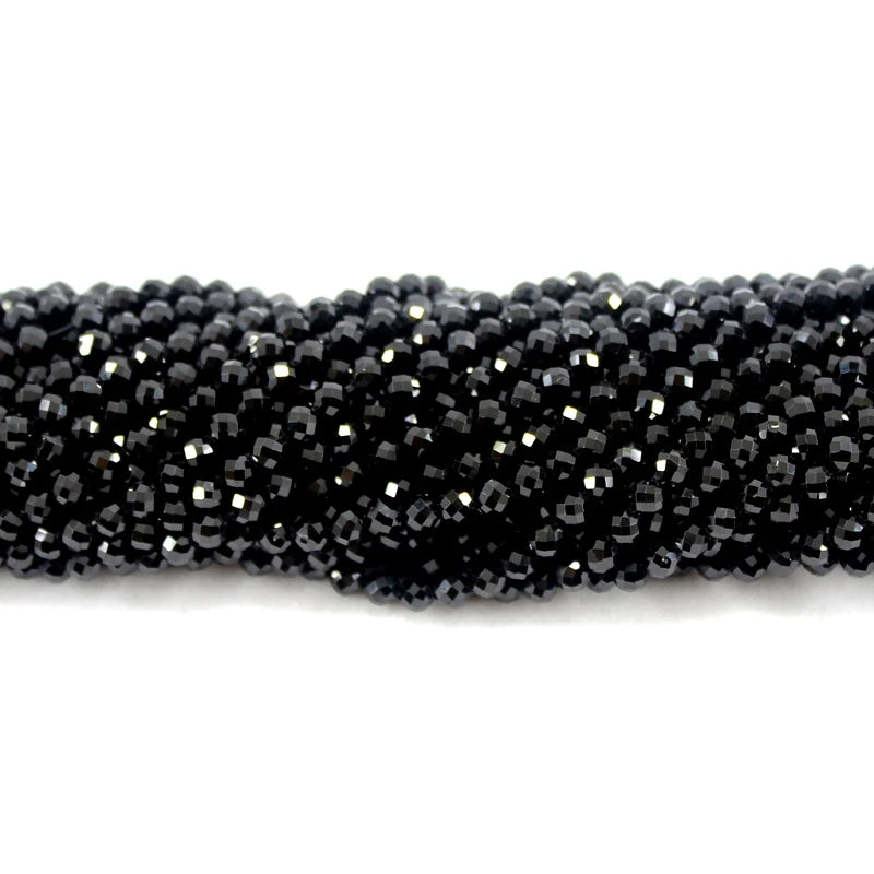 Natural Faceted Black Spinel Beads for Jewelry Making - 2mm-8mm Loose Round Stones
