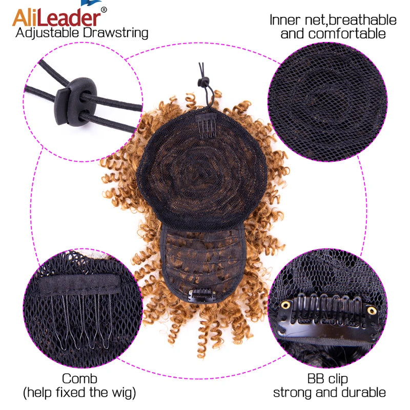 Synthetic Curly Bangs Hair Extensions - Clip-On Adjustable Fringe for Women