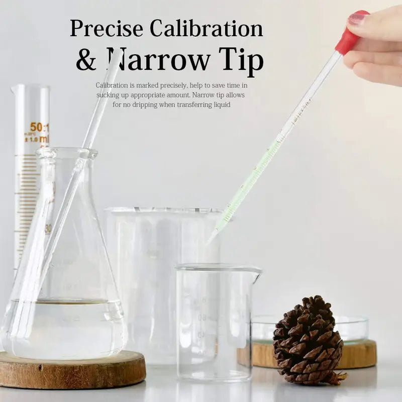 Graduated Glass Dropper Pipette Set for Laboratory Liquid Transfer - 0.5ml to 3ml