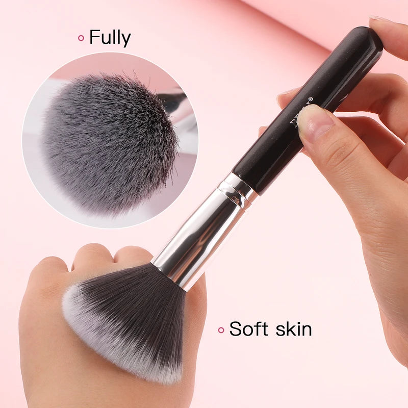 Professional 30PCS Makeup Brush Set with Natural Goat & Synthetic Hair - Black Handle