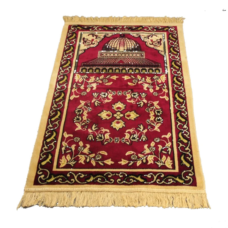 Lightweight Decorative Prayer Mat with Tassels for Home & Mosque Use