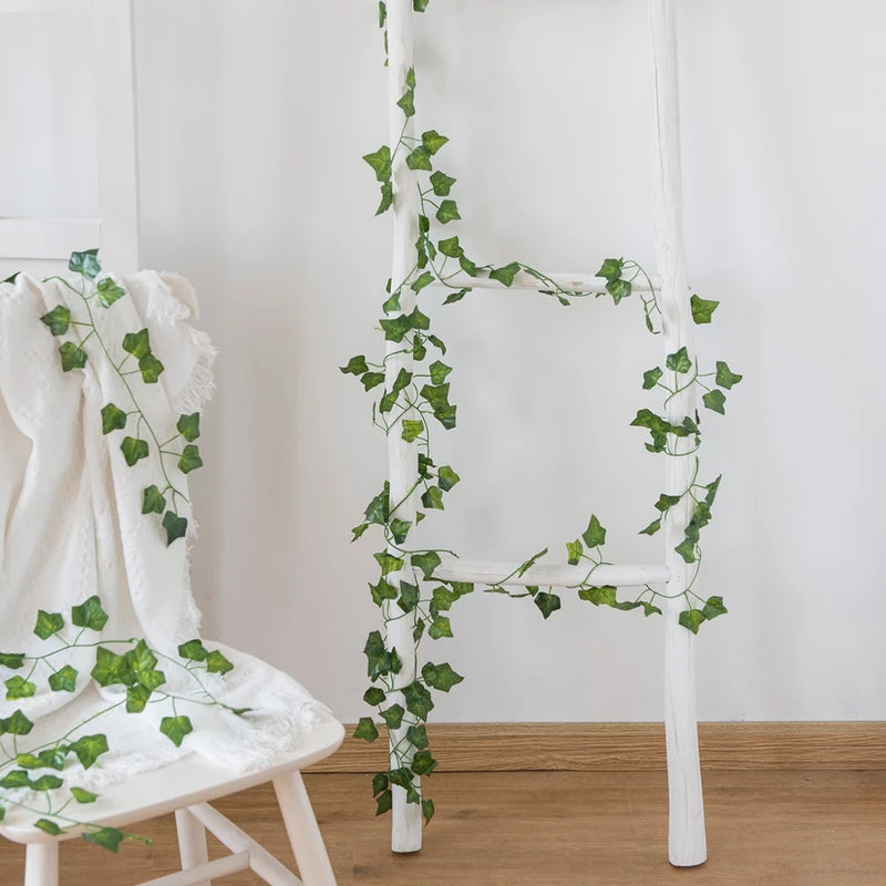 210cm Artificial Hanging Christmas Garland Vine with Green Leaves for Outdoor Home & Wedding Decor