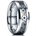 Men's Black Stainless Steel Signet Ring with Infinity Square Design — Wedding & Party Jewelry