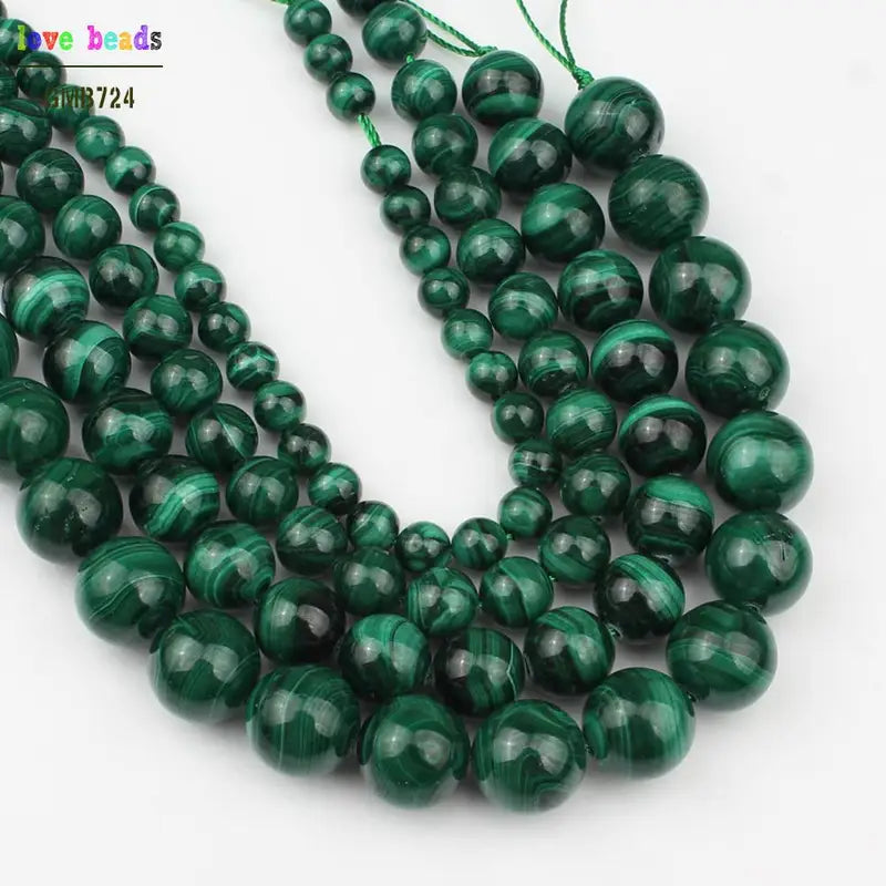Natural Green Malachite Beads for Jewelry Making - 6/8/10/12mm Diameter - 7.5 Inch Strands for Women's Bracelets & Necklaces
