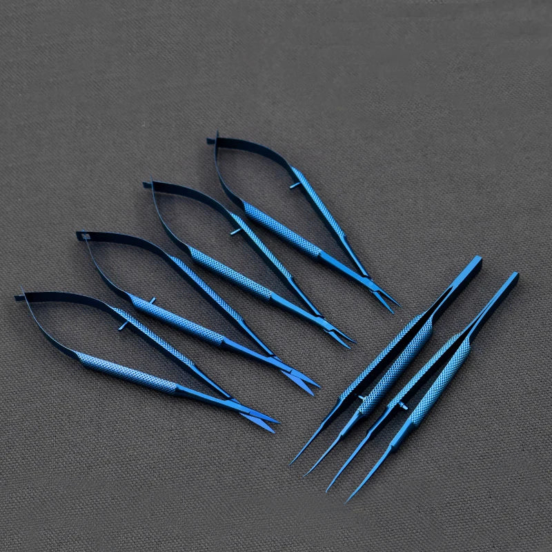 Titanium Microsurgical Instruments Kit with Scissors Needle Holders Forceps - 14cm