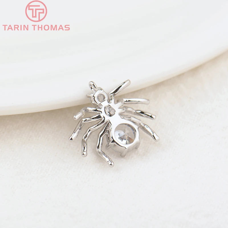 6PCS Gold Color Plated Brass Spider Charms Pendants for DIY Jewelry Making