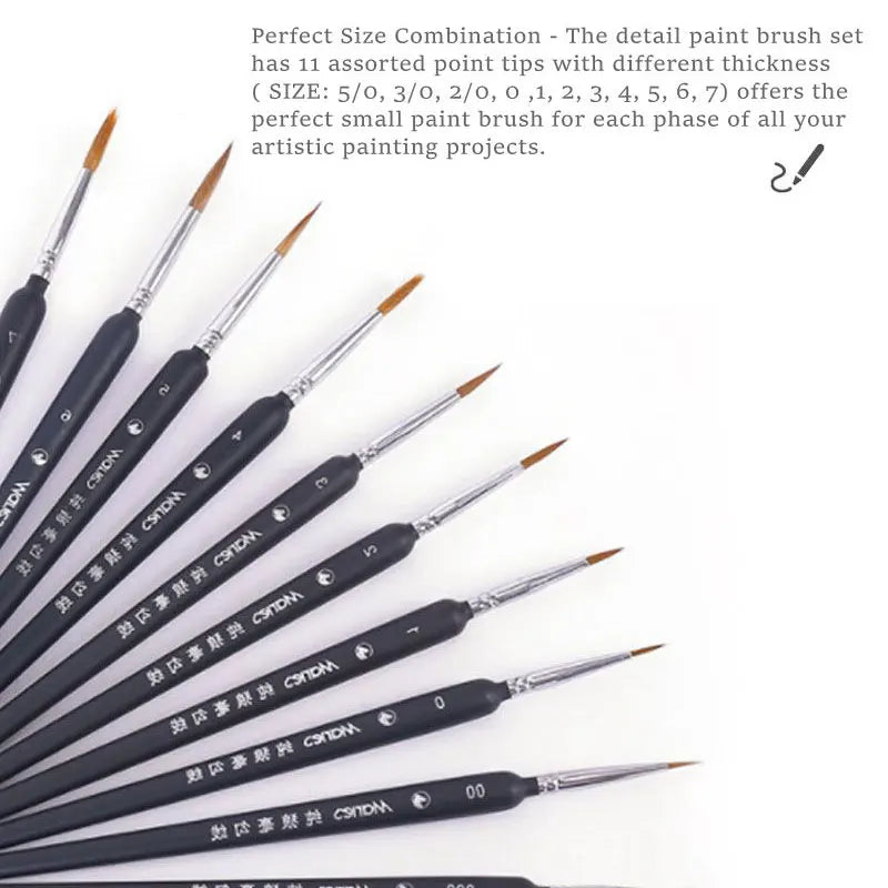 Miniature Paint Brush Set - Professional Acrylic, Watercolor & Oil Art Supplies