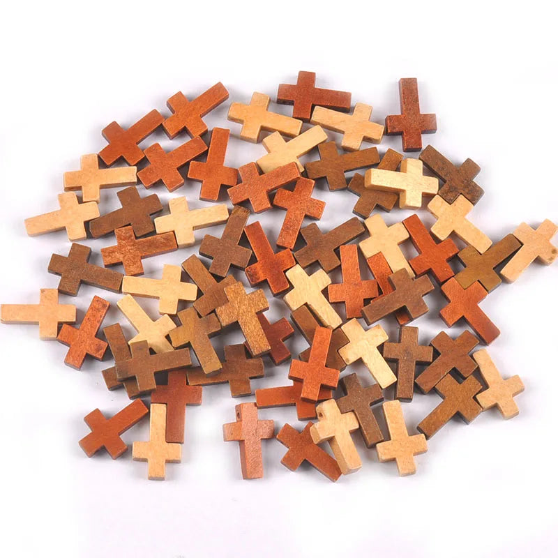 50pcs Wooden Cross Beads for Jewelry Making Craft Supplies Unfinished Pendant