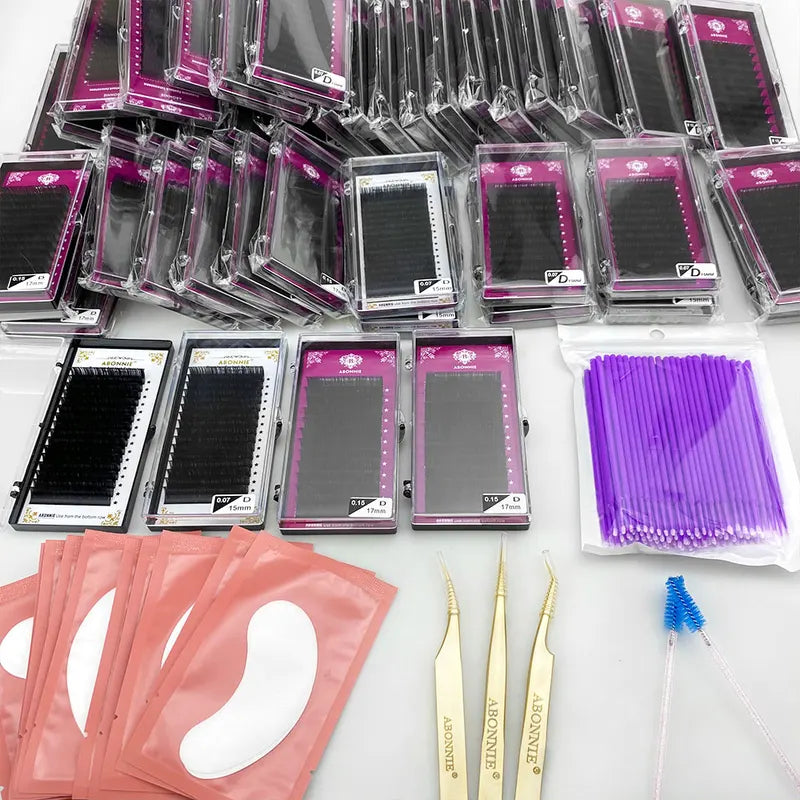 Eyelash Extension Trays 10 Pcs Wholesale Mink Volume False Eyelashes Kit