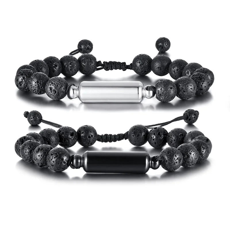 Men Urn Bracelet Beaded Cremation Jewelry for Ashes Adjustable Memorial Accessory
