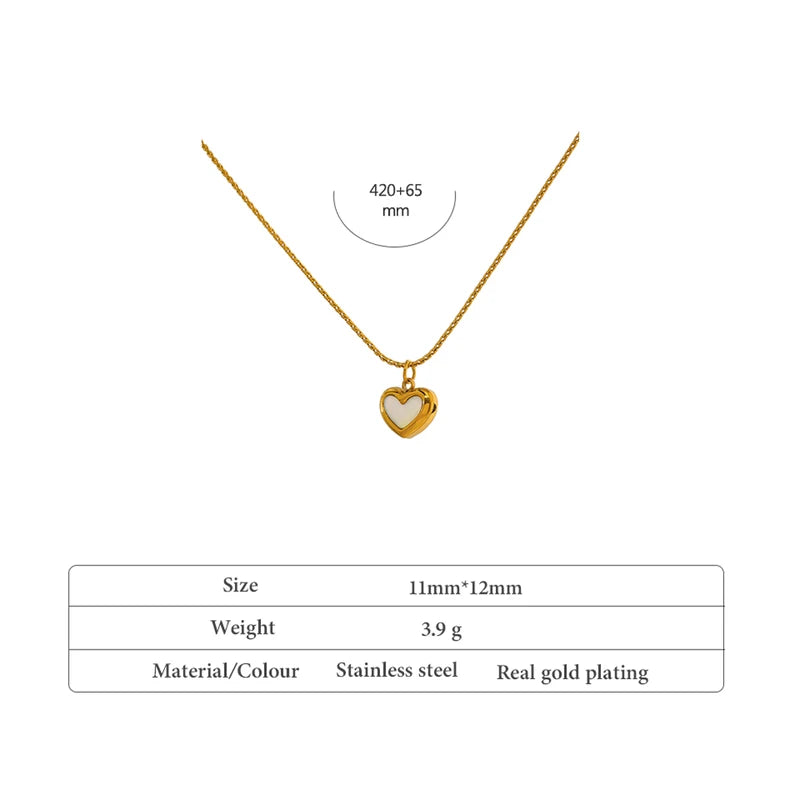 Heart Pendant Necklace for Women - Shell and Stainless Steel Jewelry