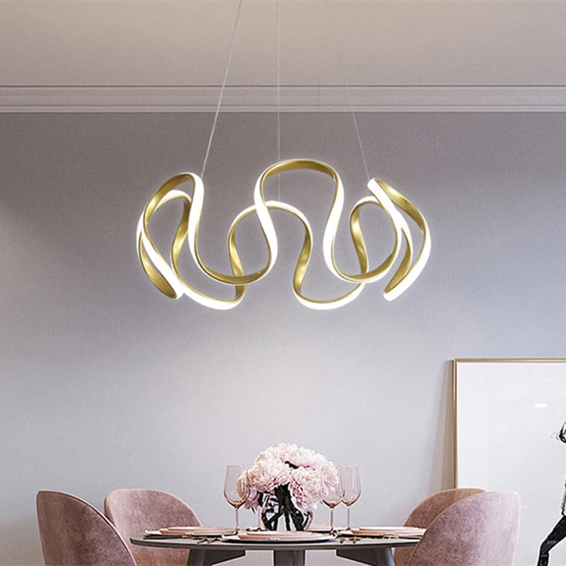 Modern LED Pendant Light Nordic Chandelier for Living Room Kitchen Bedroom Gold Black White