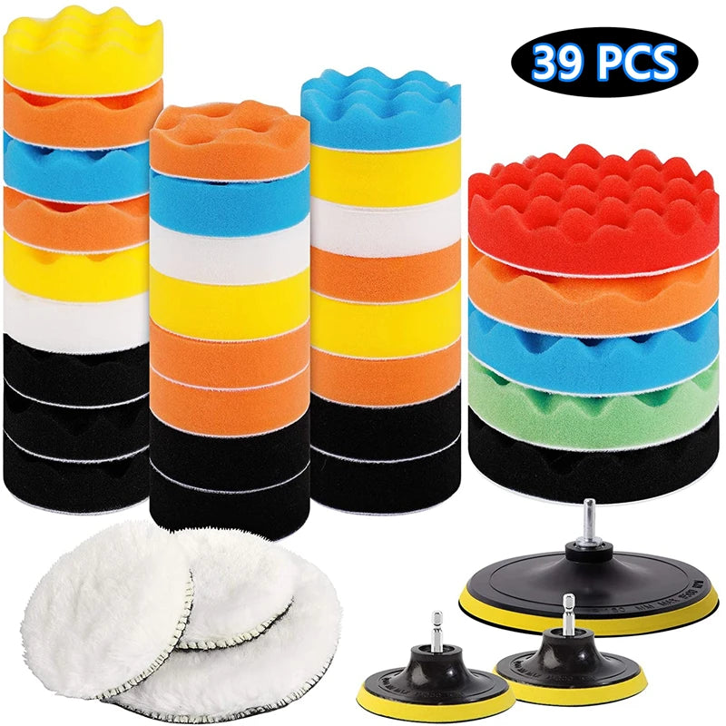 Car Polishing Sponge Buffer Kit - Foam Pads for Auto Wax & Scratch Removal