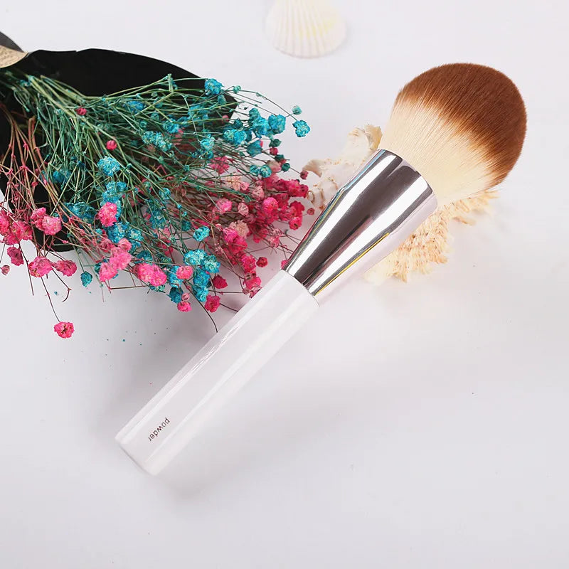 Large Powder Makeup Brush with White Handle Synthetic Hair Contour Brush