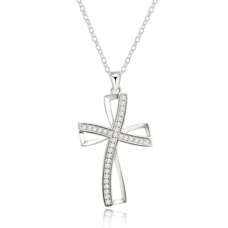 Women’s Silver Color Plated Necklace Cross Pendant Jewelry for Weddings & Gifts