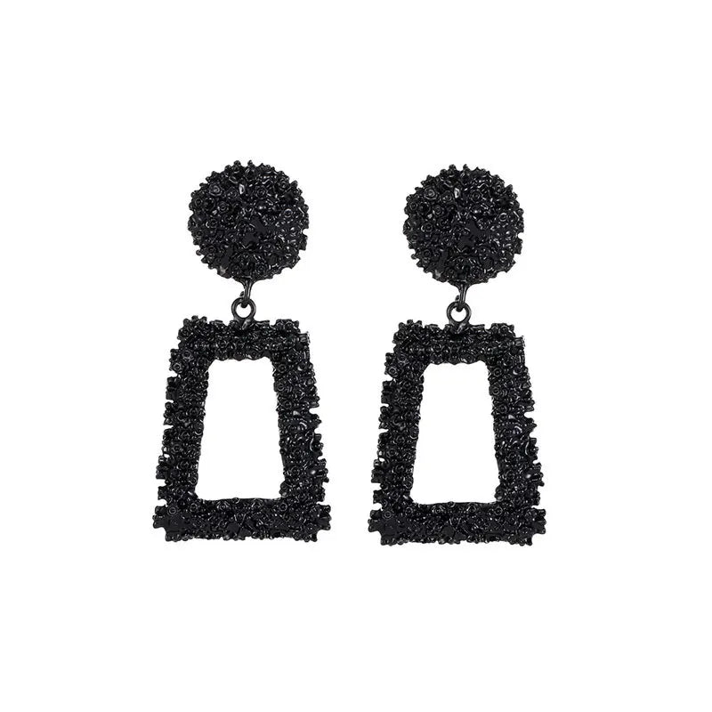 Black Flower Drop Earrings for Women - Geometric Heart Butterfly Jewelry