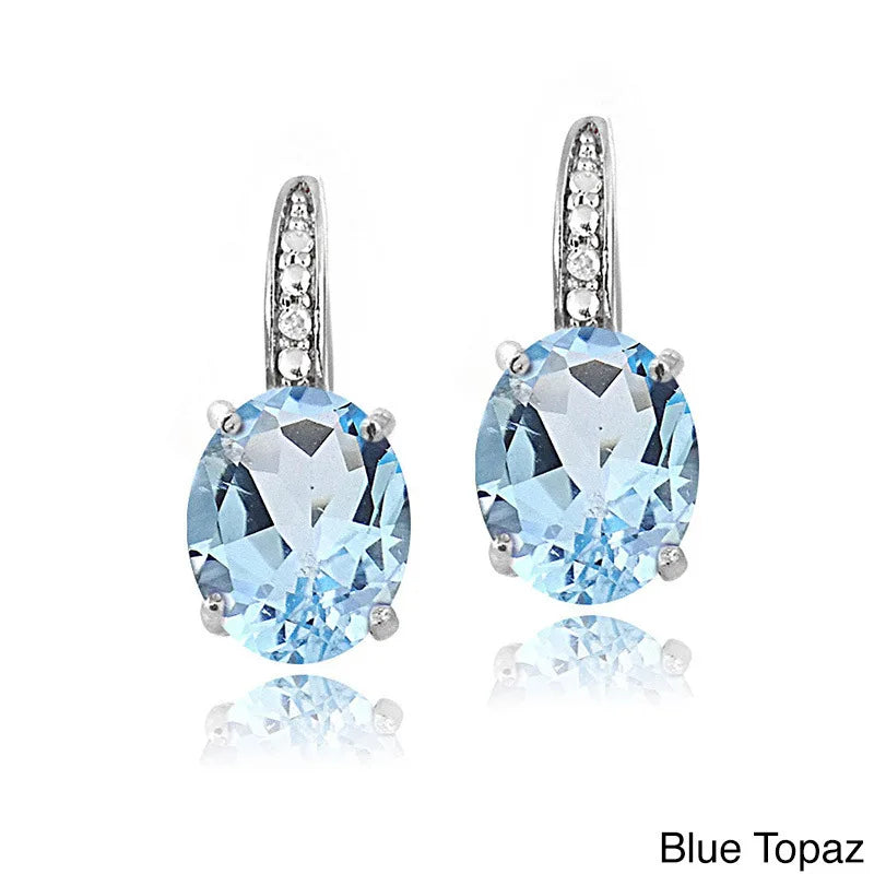 925 Sterling Silver Earrings with Colorful Gemstones and 18k Gold Ear Buckle for Women
