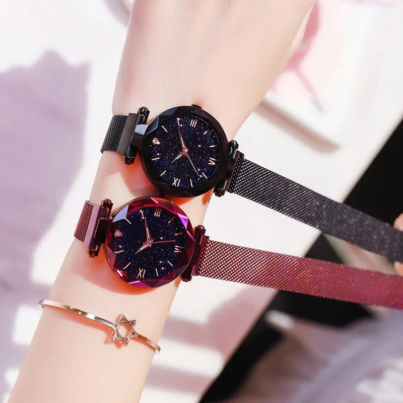Starry Sky Women’s Magnetic Mesh Watch - Luxury Fashion Dress Wristwatch