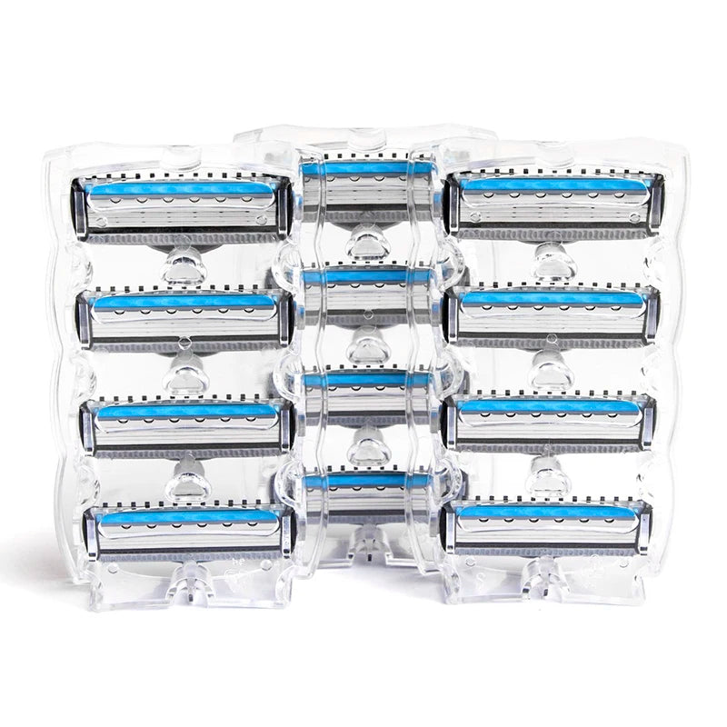 12 Pack Razor Blade Refills for Men Shaving Razor System - X5 & Trimmer Blades